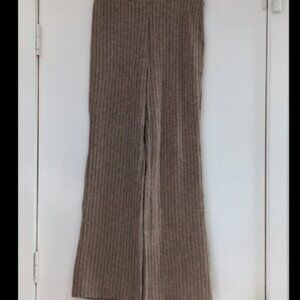 Womens Casual Sleep Flare Palazzo Pants Medium New with Tags Beige Brown Ribbed